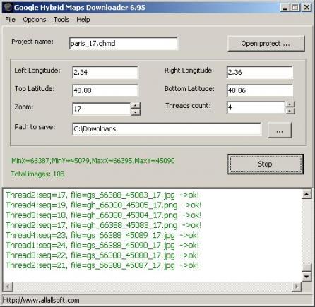 Google Hybrid Maps Downloader Screenshot