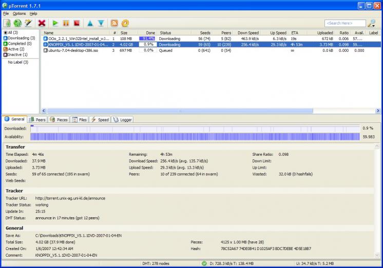 uTorrent screenshot